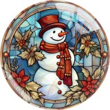 20MM Christmas Snowman Print glass snaps buttons  DIY jewelry