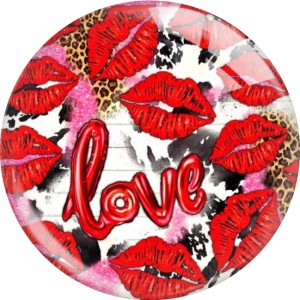 20MM Valentine's Day Love Print glass snaps buttons  DIY jewelry