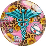 20MM Nurse teacher Print glass snaps buttons  DIY jewelry