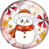 20MM Christmas Snowman Print glass snaps buttons  DIY jewelry