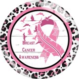20MM Pink Ribbon Print glass snaps buttons  DIY jewelry