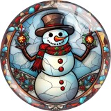 20MM Christmas Snowman Print glass snaps buttons  DIY jewelry