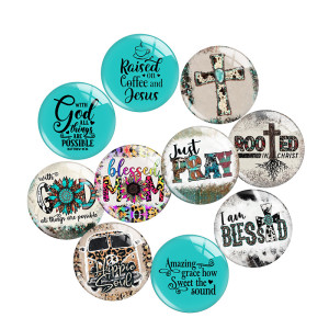 20MM mom blessed cross Print glass snaps buttons  DIY jewelry