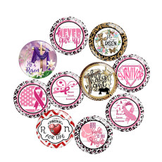 20MM Pink Ribbon Print glass snaps buttons  DIY jewelry