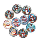 20MM Christmas Snowman Print glass snaps buttons  DIY jewelry