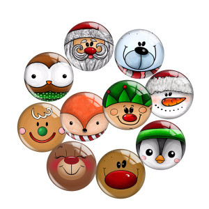20MM Christmas cartoon Print glass snaps buttons  DIY jewelry