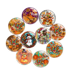 20MM Thanksgiving  Print glass snaps buttons  DIY jewelry