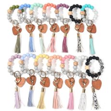 Silicone Beads, Wood Beads, Love Chip Bracelet, Keychain