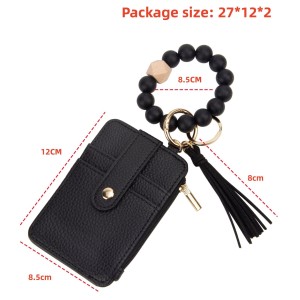 Certificate change zipper bag, wooden bead bracelet, folded edge card bag, silicone bracelet, leather wallet, keychain bag