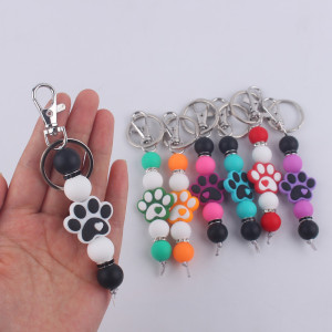 Silicone Beaded Dog Claw Keychain Bag Pendant