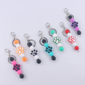 Silicone Beaded Dog Claw Keychain Bag Pendant