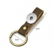Genuine leather keychain car keyring small gift home keyring fit  20MM Snaps button jewelry wholesale