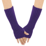 Autumn and Winter Woolen Long Gloves Men and Women's False Sleeves Half Finger Open Finger Warm Arm Covers Knitted Colorful Gloves