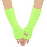 Autumn and Winter Woolen Long Gloves Men and Women's False Sleeves Half Finger Open Finger Warm Arm Covers Knitted Colorful Gloves