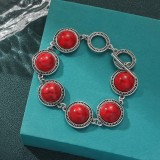 Turquoise pearl alloy bracelet