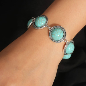Turquoise pearl alloy bracelet