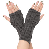 Fried Dough Twists gloves 8 figure wool half finger short wrist guard finger leakage arm sleeve winter warm gloves acrylic sleeve