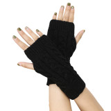 Fried Dough Twists gloves 8 figure wool half finger short wrist guard finger leakage arm sleeve winter warm gloves acrylic sleeve