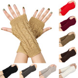 Fried Dough Twists gloves 8 figure wool half finger short wrist guard finger leakage arm sleeve winter warm gloves acrylic sleeve