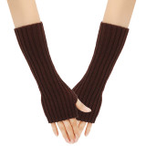 Autumn and Winter Woolen Long Gloves Men and Women's False Sleeves Half Finger Open Finger Warm Arm Covers Knitted Colorful Gloves
