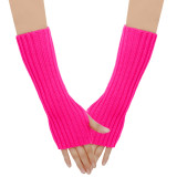 Autumn and Winter Woolen Long Gloves Men and Women's False Sleeves Half Finger Open Finger Warm Arm Covers Knitted Colorful Gloves