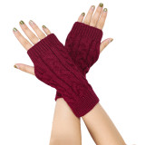 Fried Dough Twists gloves 8 figure wool half finger short wrist guard finger leakage arm sleeve winter warm gloves acrylic sleeve