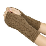 Fried Dough Twists gloves 8 figure wool half finger short wrist guard finger leakage arm sleeve winter warm gloves acrylic sleeve