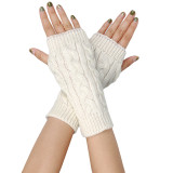 Fried Dough Twists gloves 8 figure wool half finger short wrist guard finger leakage arm sleeve winter warm gloves acrylic sleeve