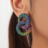 Fashionable and Colorful Full Diamond Rainbow Earrings