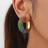 Fashionable and Colorful Full Diamond Rainbow Earrings