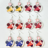 Sports Earrings Cheerleading Team Multicolor Baseball Geometric Wood Printed Refueling Earrings