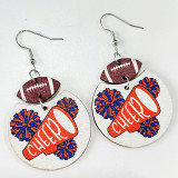Sports Earrings Cheerleading Team Multicolor Rugby Geometric Wood Printed Refueling Earrings