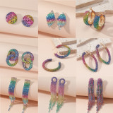 Fashionable and Colorful Full Diamond Rainbow Earrings