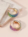 Fashionable and Colorful Full Diamond Rainbow Earrings