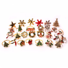 Christmas Elk Flower Bell Snowflake Napkin Ring Hotel party Christmas Decoration Napkin Button