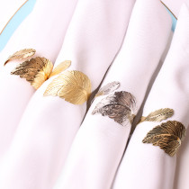 Metal Leaf Party Hotel Decoration Napkin Ring