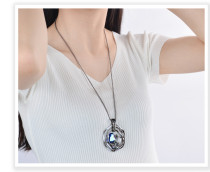 Zircon Petal and Stamen Pendant Long Necklace