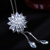Crystal Diamond Snowflake Long Necklace