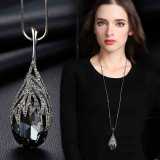 Crystal Diamond Droplet Long Necklace