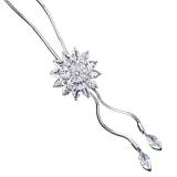 Crystal Diamond Snowflake Long Necklace