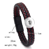 20MM Snaps button jewelry wholesale Simple woven magnet buckle  Leather Bracelets