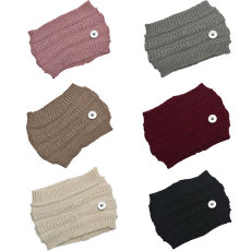Autumn and Winter Knitted Hairband Widening Wash Face Cover Hollow Top Horsetail Woolen Hat fit 20MM Snaps button jewelry wholesale