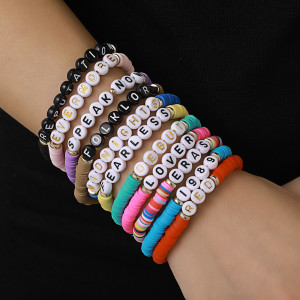 Taylor Swift Fan Colorful Soft Clay Bracelet English Name Bracelet Set