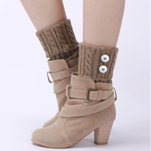 Woolen warm boots cover foot cover autumn and winter knitting Fried Dough Twists short leg guards for 20MM Snaps button jewelry wholesale