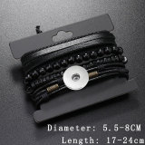Hand woven multi-layer leather bracelet fit 20MM Snaps button jewelry wholesale