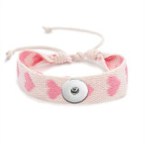 Valentine's Day Double-sided embroidery love  Bracelet fit  20MM Snaps button  wholesale