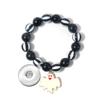 Halloween Pumpkin Ghost Cat Elastic Bracelet fit  20MM Snaps button  wholesale