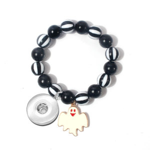 Halloween Pumpkin Ghost Cat Elastic Bracelet fit  20MM Snaps button  wholesale