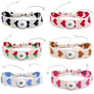Valentine's Day Double-sided embroidery love  Bracelet fit  20MM Snaps button  wholesale