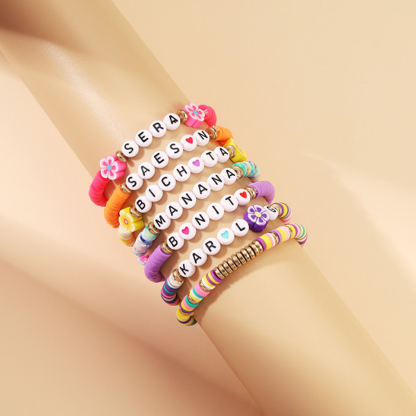 Taylor Fan Colorful Soft Pottery Letter Bracelet